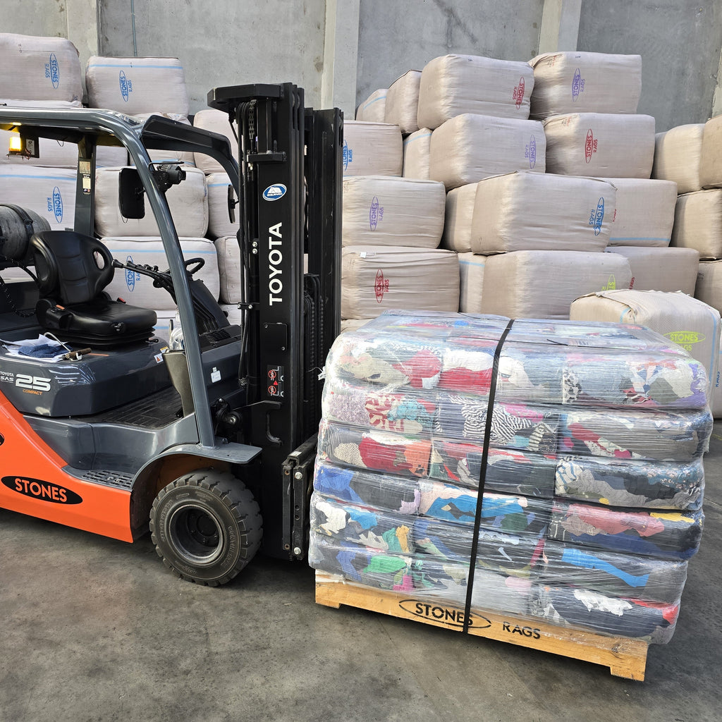 Colour T-Shirt Rags 10kg - Pallet of 42 Bags