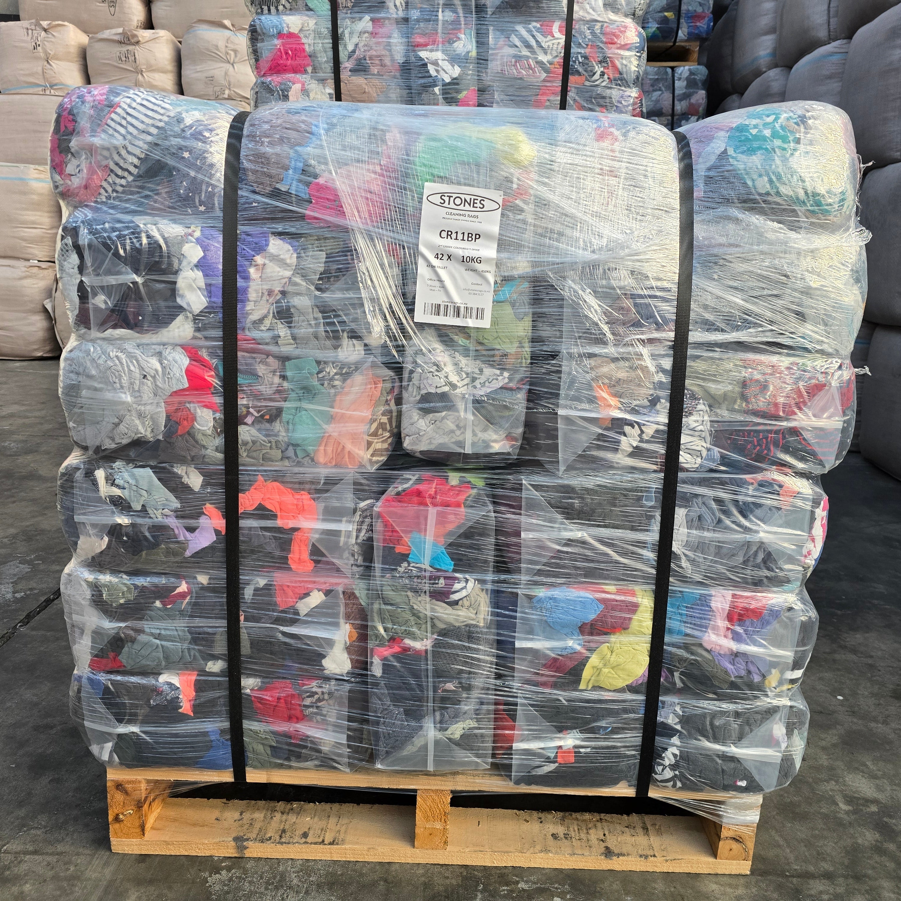 Colour T-Shirt Rags 10kg - Pallet of 42 Bags – Stones Rags