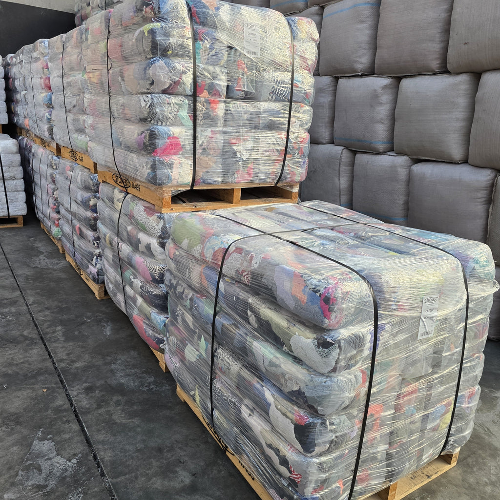 Colour T-Shirt Rags 10kg - Pallet of 42 Bags