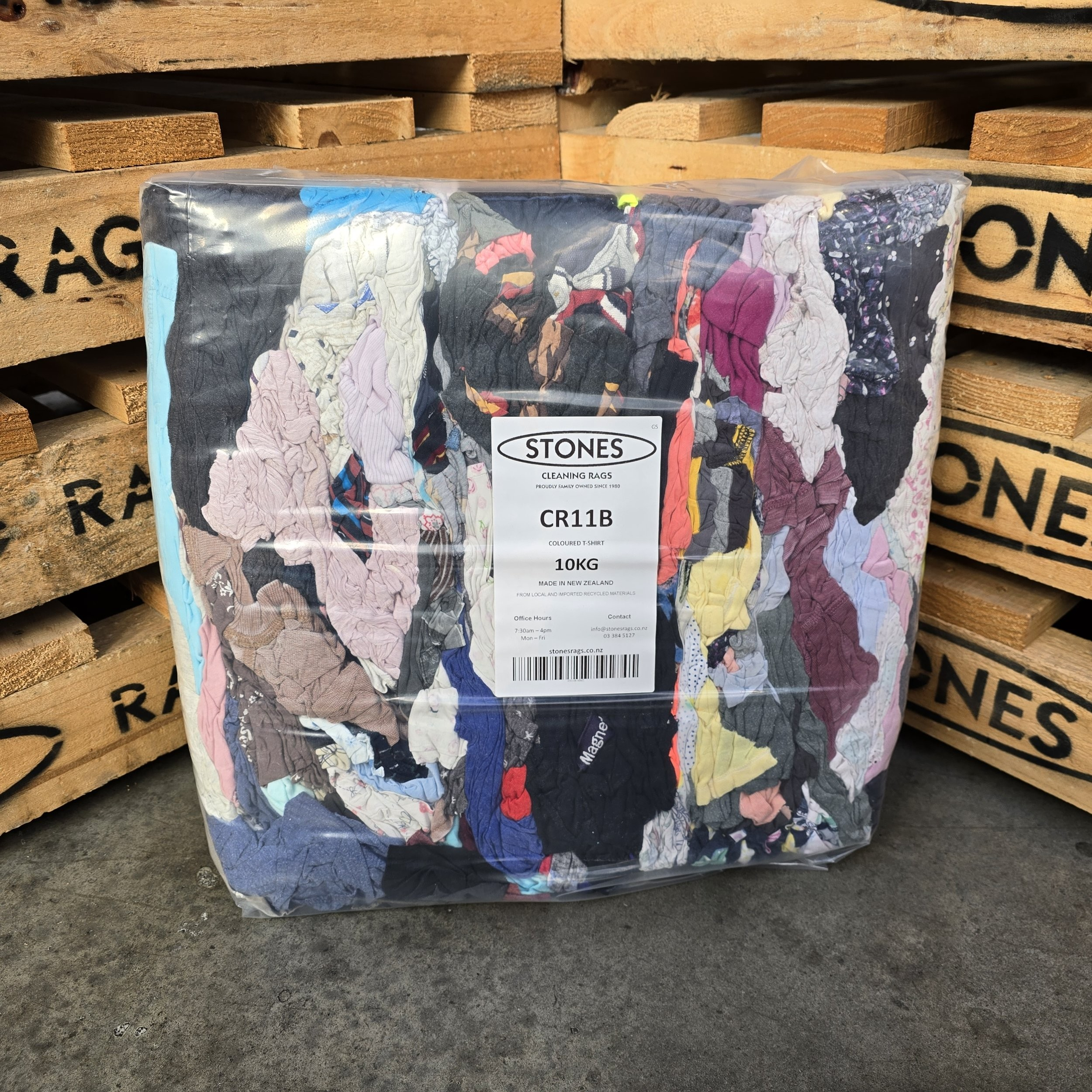 Colour T-Shirt Rags 10kg - Pallet of 42 Bags