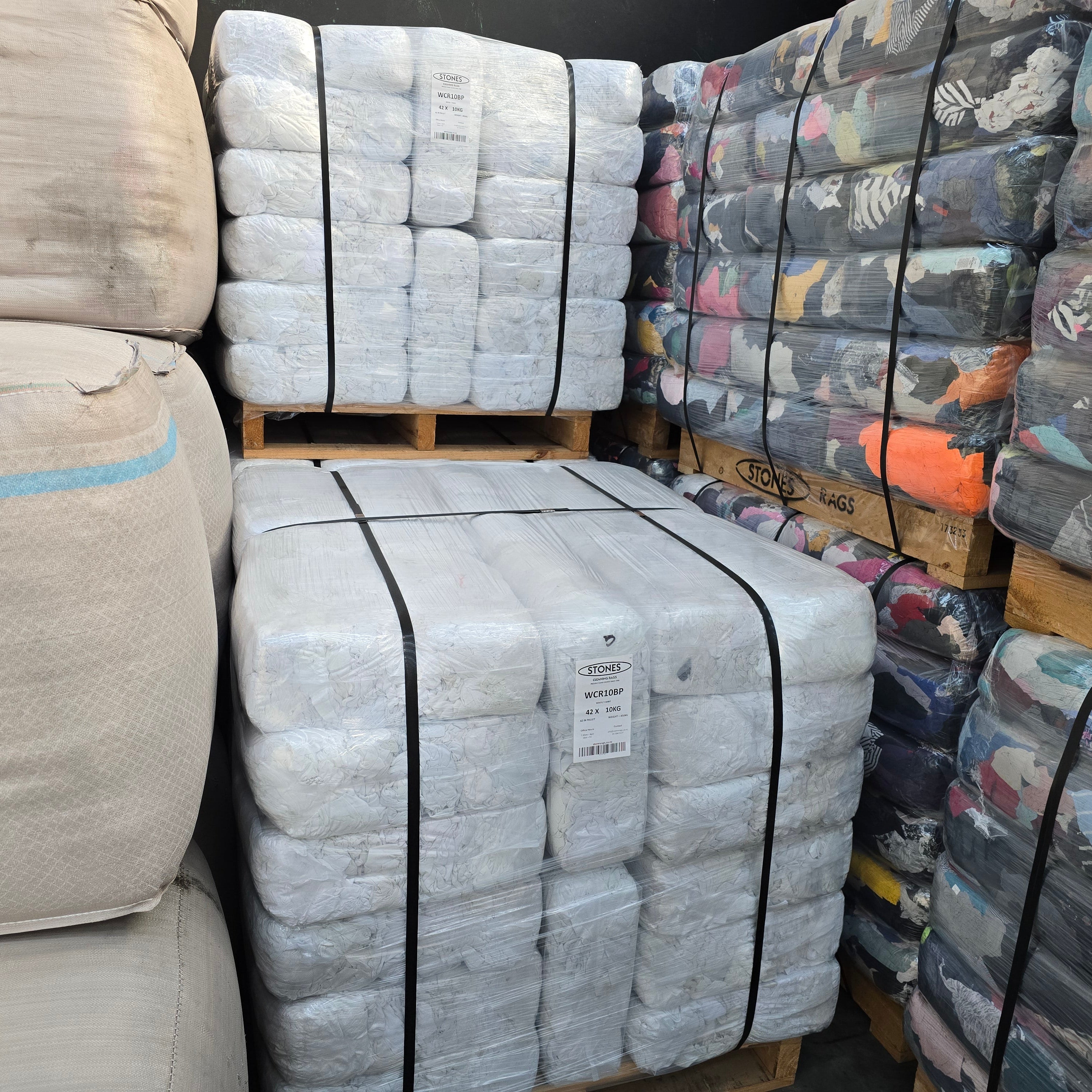 White T-Shirt 10kg Bag - Pallet of 42 Bags