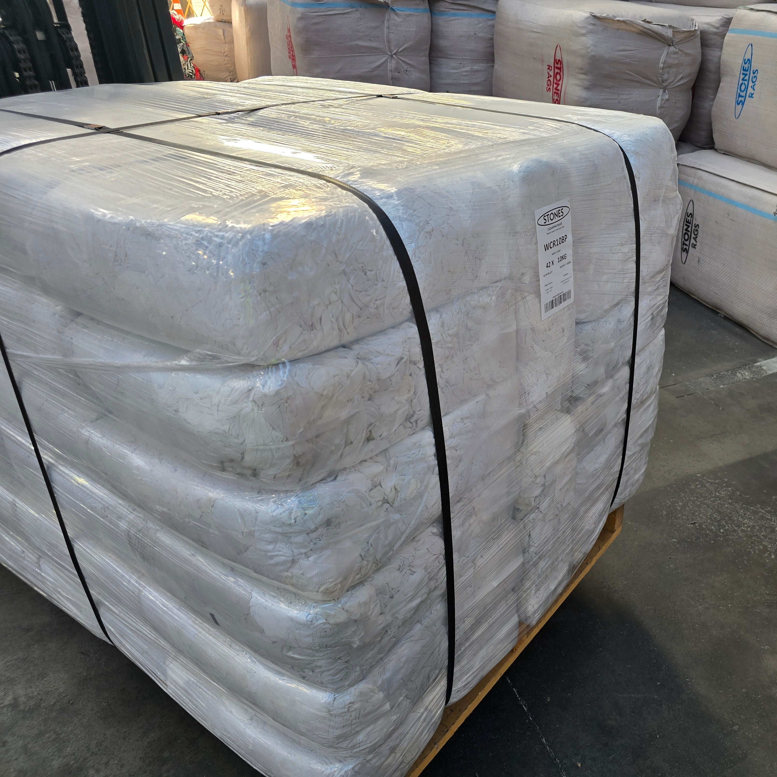 White T-Shirt 10kg Bag - Pallet of 42 Bags